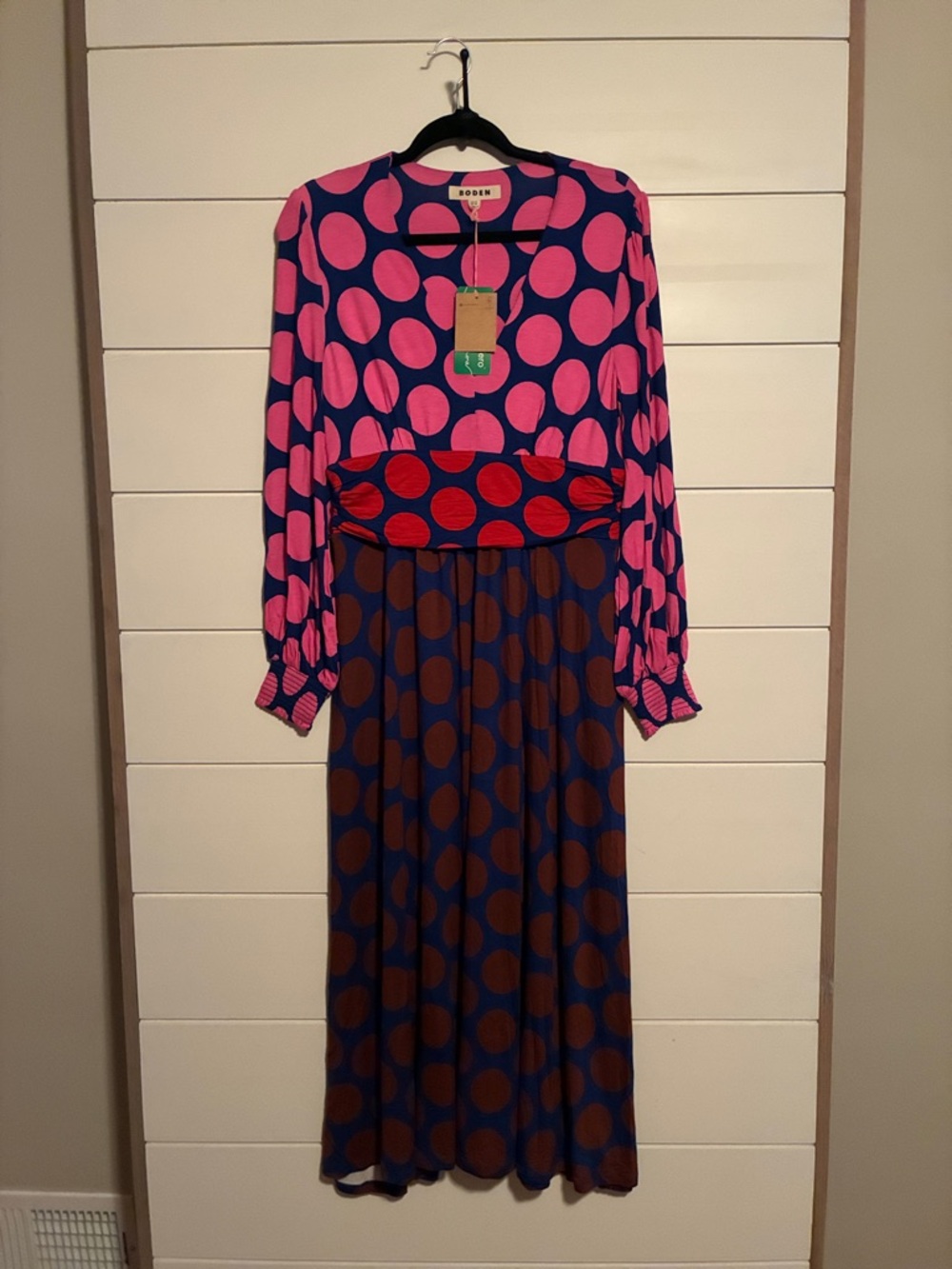 Boden Pink and Purple Polka Dot Maxi Dress - Picture 9 of 9